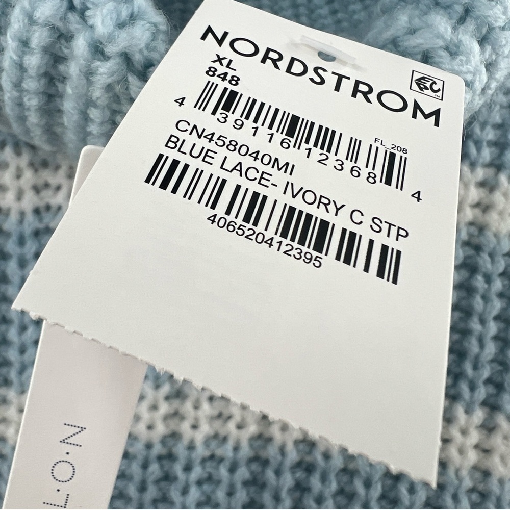 Caslon NWT Stripe Cozy Turtleneck Sweater in Blue and Ivory size XL - Picture 7 of 9